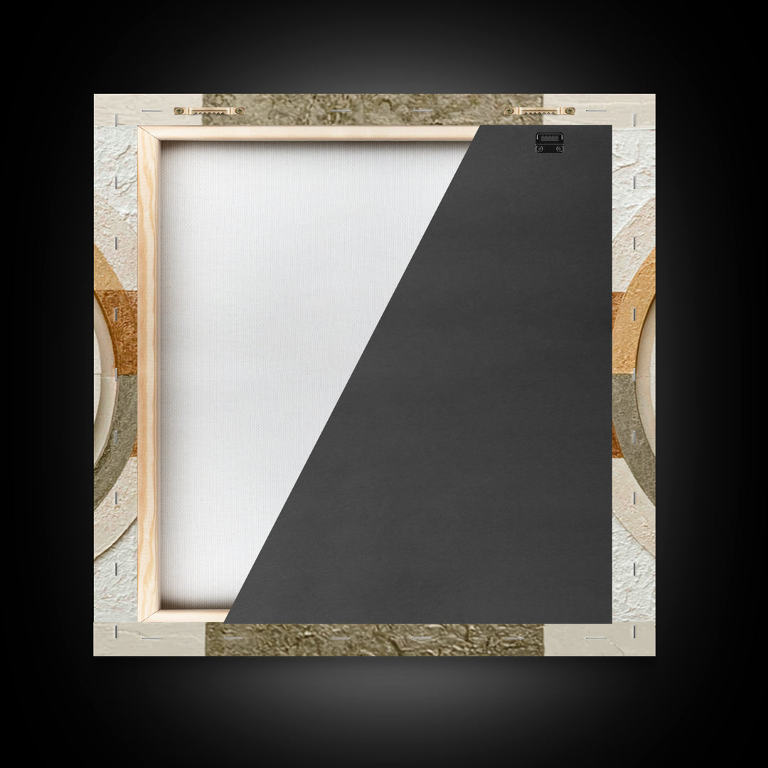 Cream on Cream Minimalist Forms Framed Canvas Print, Monochrome Art, Modern Wall Art, Living Room Decor, Fine Art, Mono, MON-1x1-46