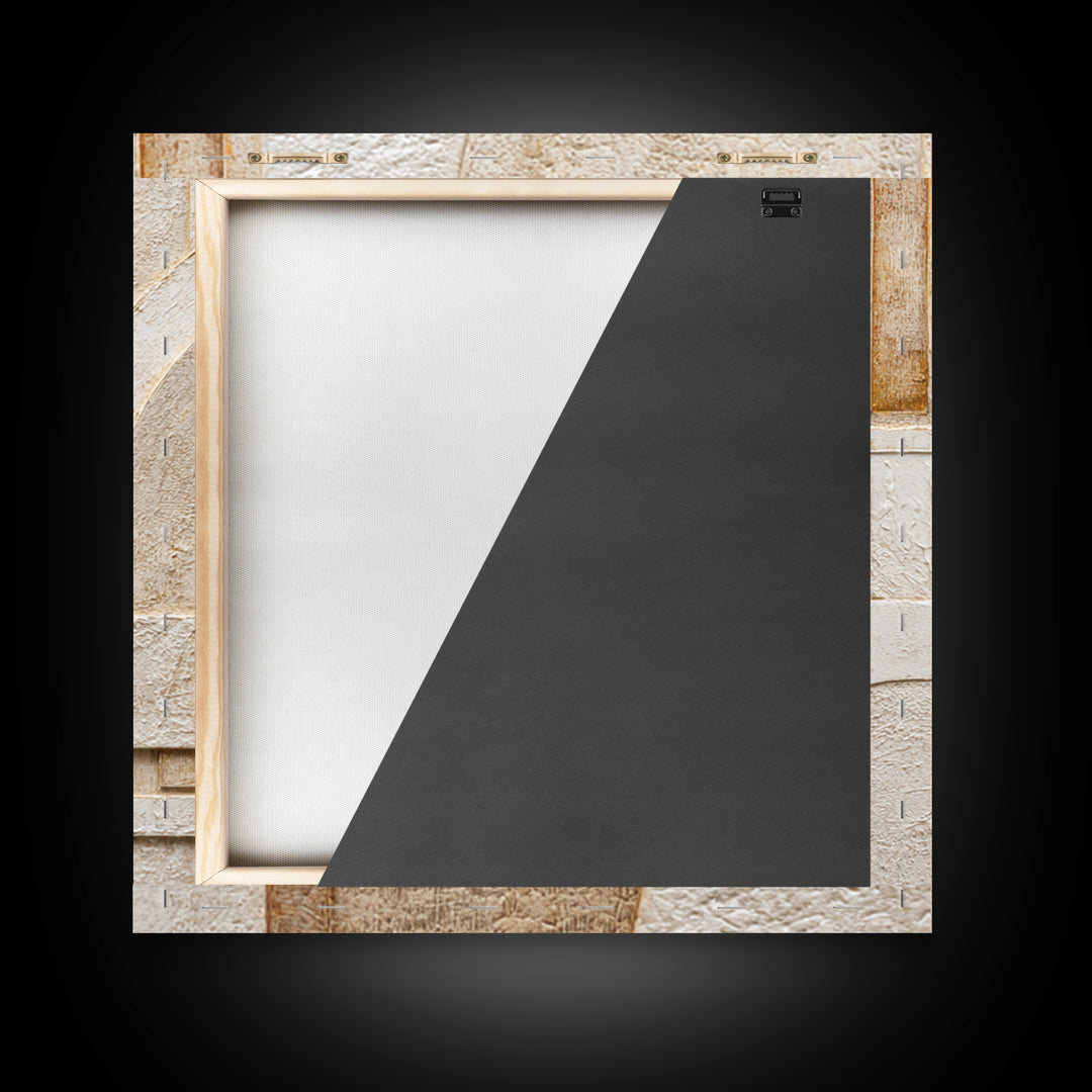 Ivory White Plaster Texture Composition Framed Canvas Print, Monochrome Art, Modern Decor, Living Room Decor, Fine Art, Mono, MON-1x1-53