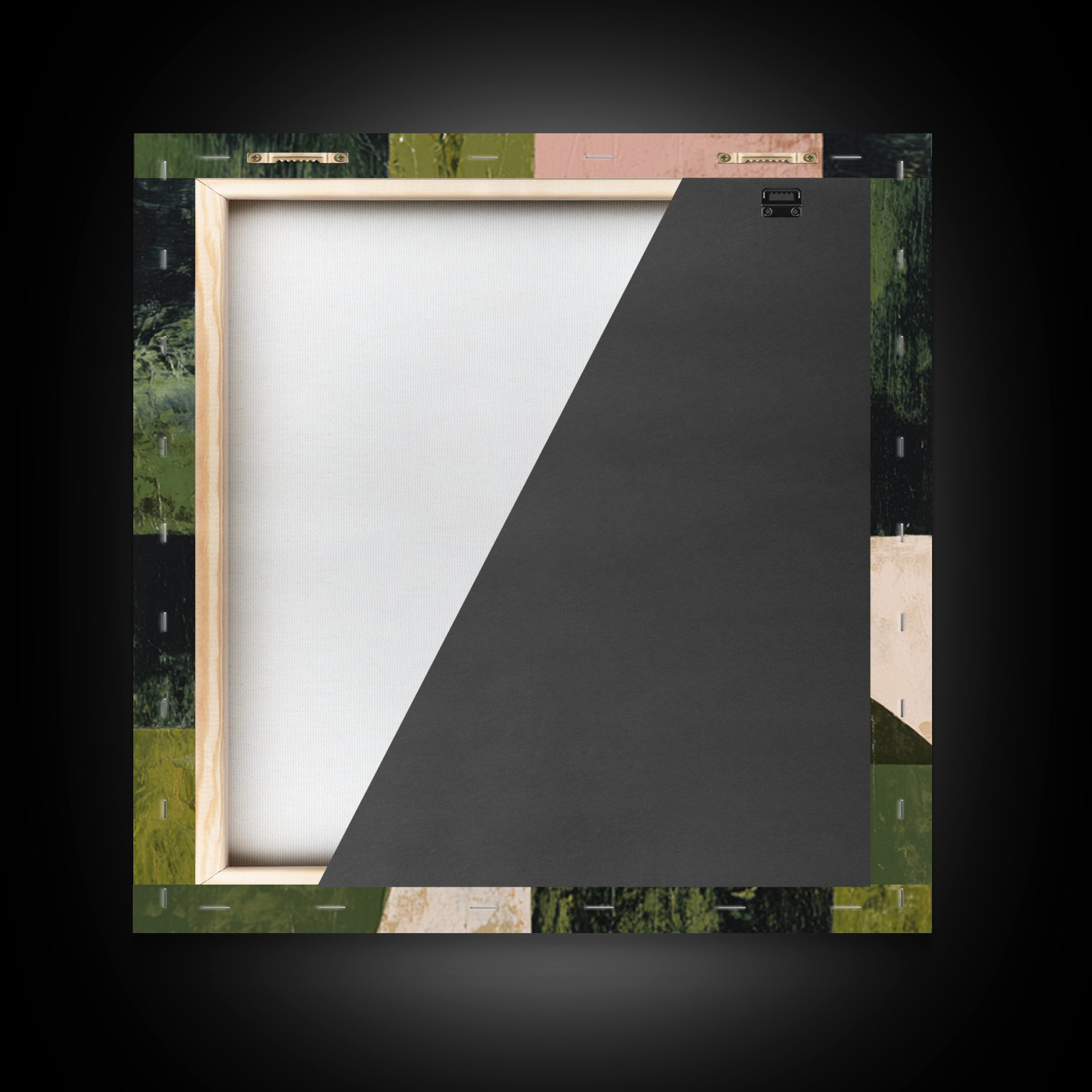 Deep Green Forest Silhouette Study Framed Canvas Print, Monochrome Art, Minimalist Wall Art, Living Room Decor, Fine Art, Mono, MON-1x1-61