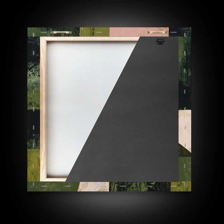 Deep Green Forest Silhouette Study Framed Canvas Print, Monochrome Art, Minimalist Wall Art, Living Room Decor, Fine Art, Mono, MON-1x1-61