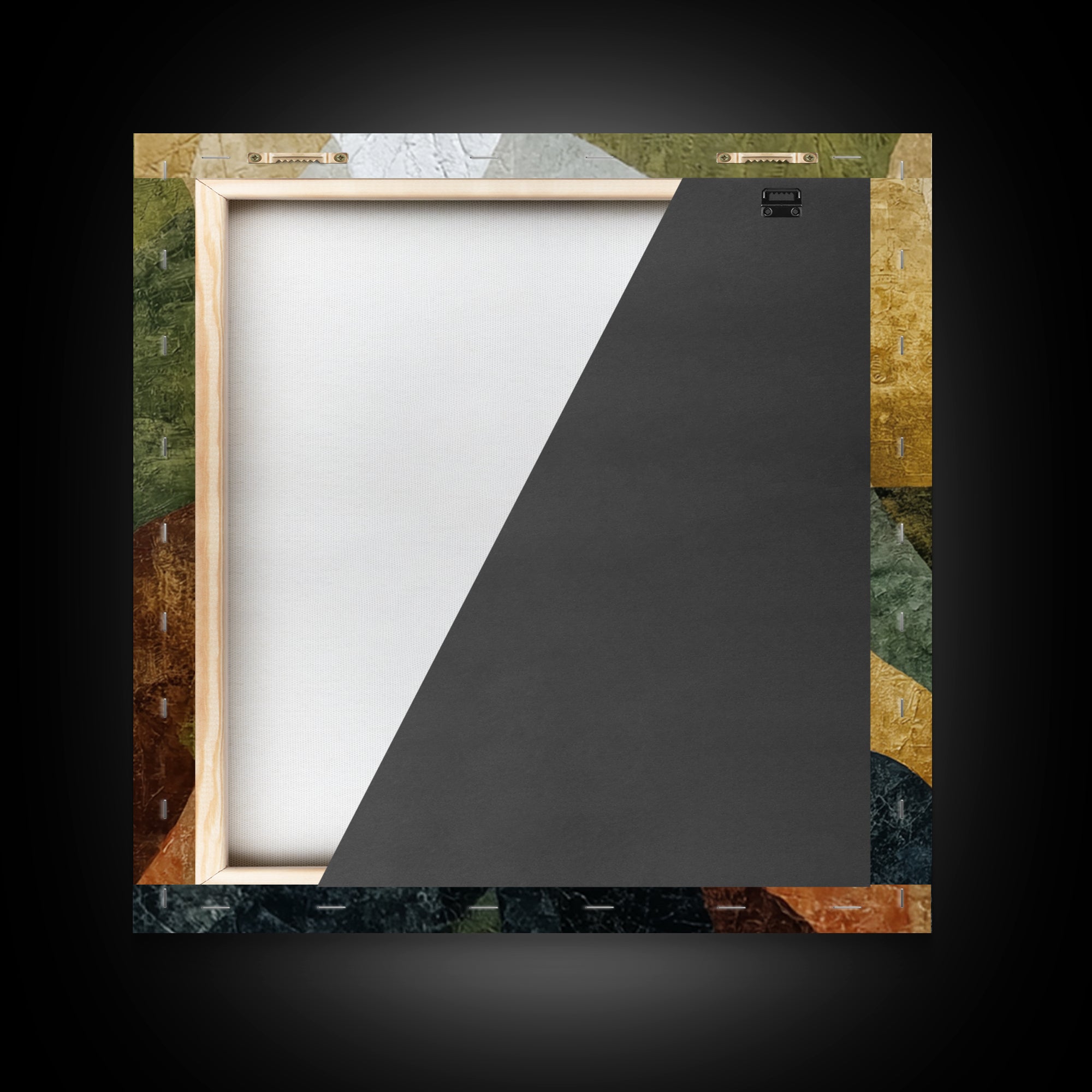 Olive Green Abstract Leaf Pattern Framed Canvas Print, Monochrome Art, Unique Wall Art, Living Room Decor, Oil Painting, Mono, MON-1x1-68