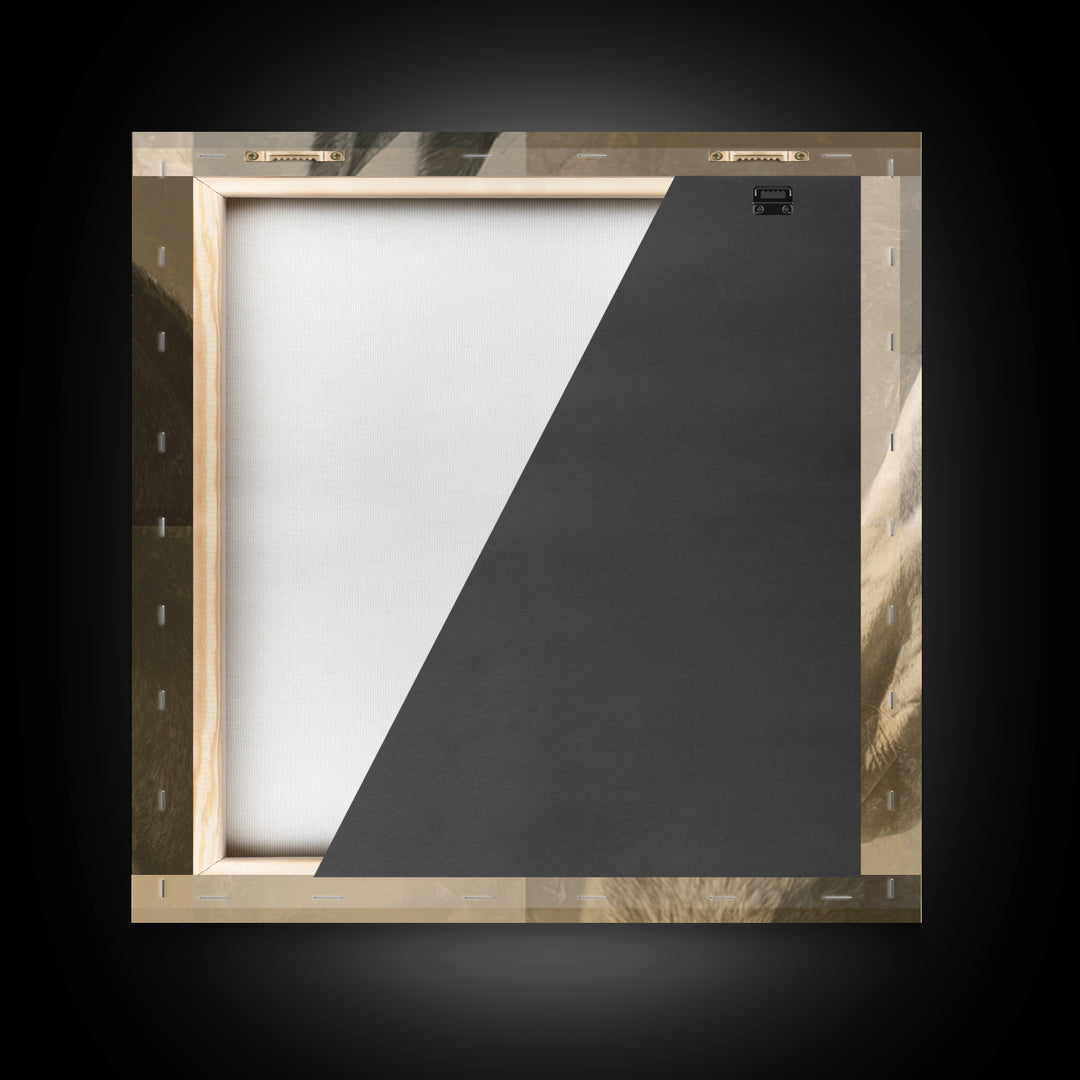 Sepia Horse Portrait Framed Canvas Print, Monochrome Art, Minimalist Wall Art, Living Room Decor, Oil Painting, Mono, MON-1x1-74