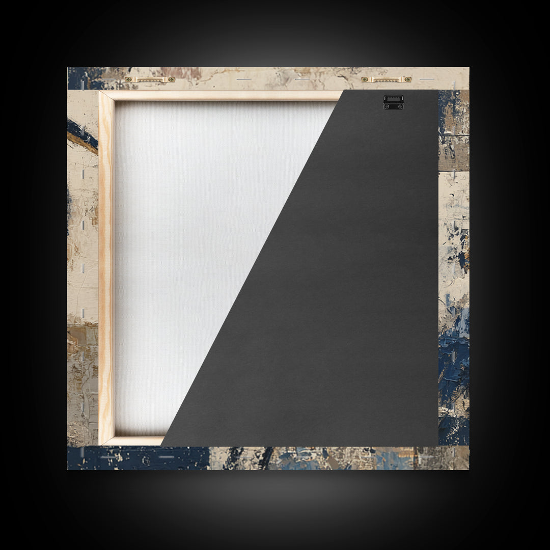 Blue Heron in Monochrome Navy Palette Framed Canvas Print, Monochrome Art, Neutral Decor, Living Room Decor, Fine Art, Mono, MON-1x1-80