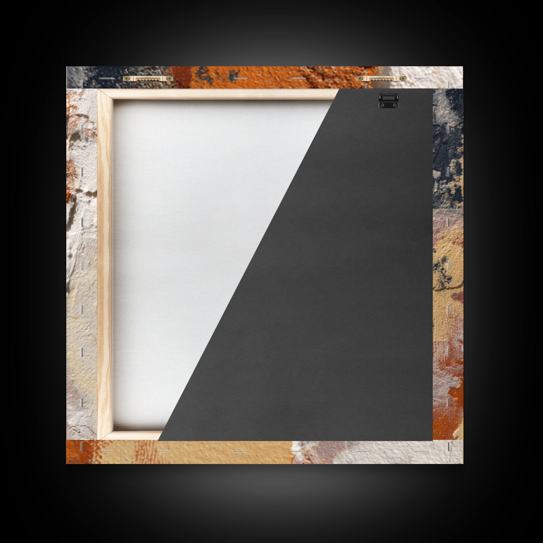 Burnt Orange Canyon Abstraction Framed Canvas Print, Monochrome Art, Textured Painting, Living Room Decor, Oil Painting, Mono, MON-1x1-88