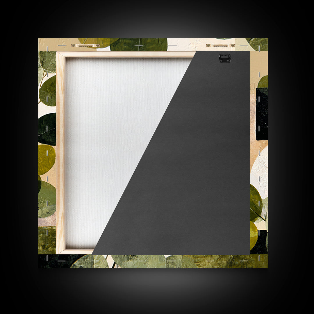 Green Botanical Study Canvas Print, Monochrome Art, Wall Art, Living Room Decor, Oil Painting, Mono, Abstract Art, MON-1x1-99