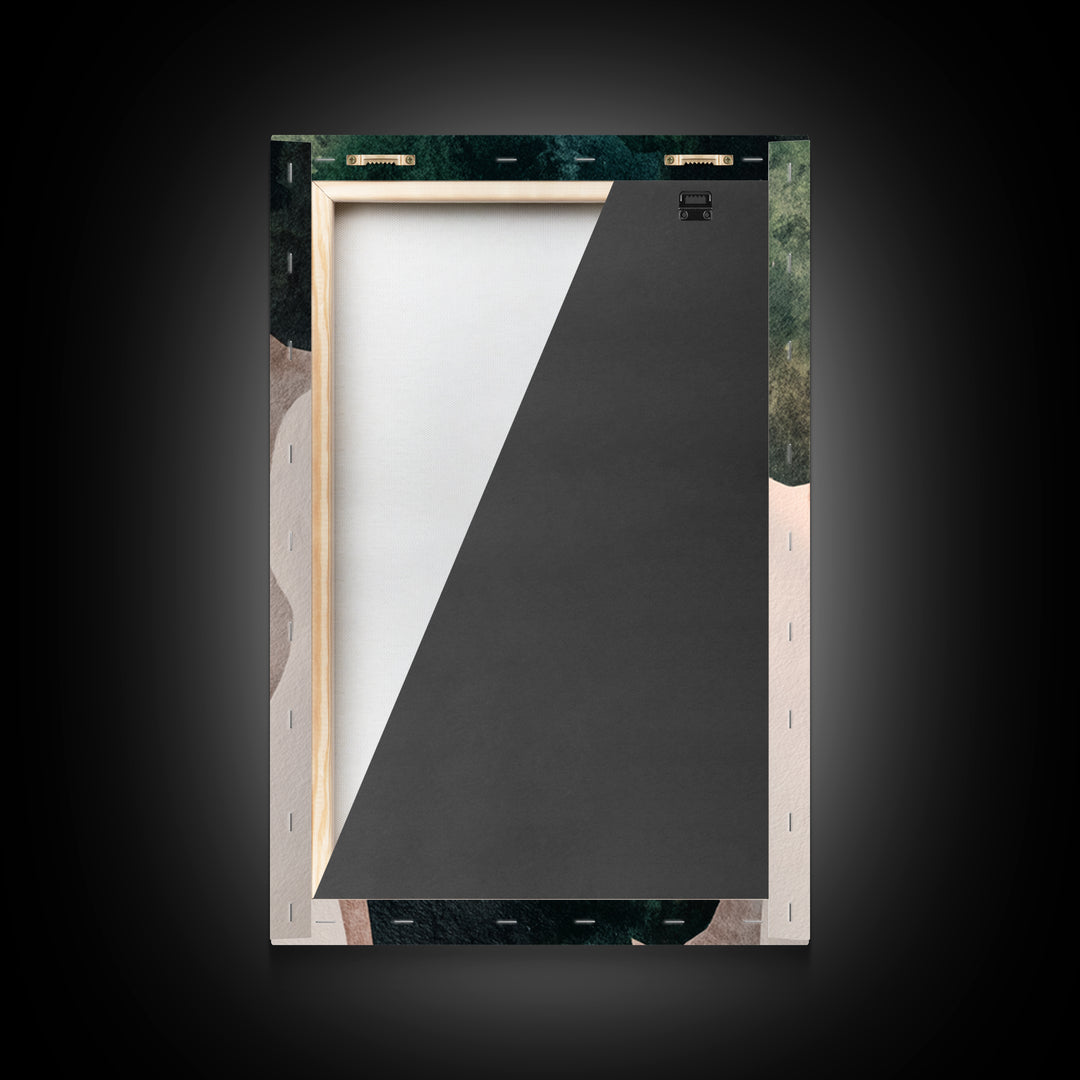Deep Green Forest Silhouette Study Framed Canvas Print, Monochrome Art, Contemporary Art, Living Room Decor, Fine Art, Mono, MON-2x3-21