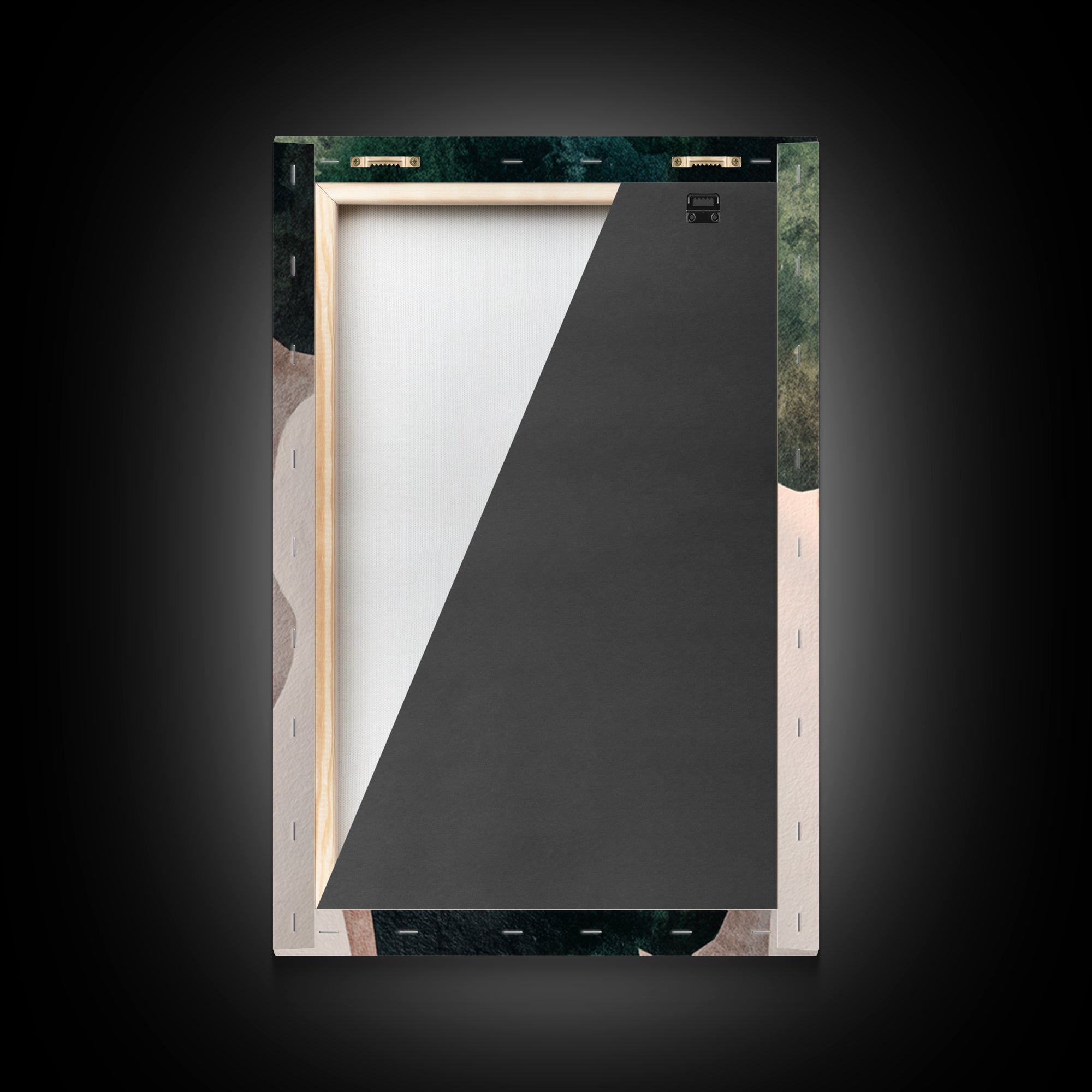 Deep Green Forest Silhouette Study Framed Canvas Print, Monochrome Art, Contemporary Art, Living Room Decor, Fine Art, Mono, MON-2x3-21
