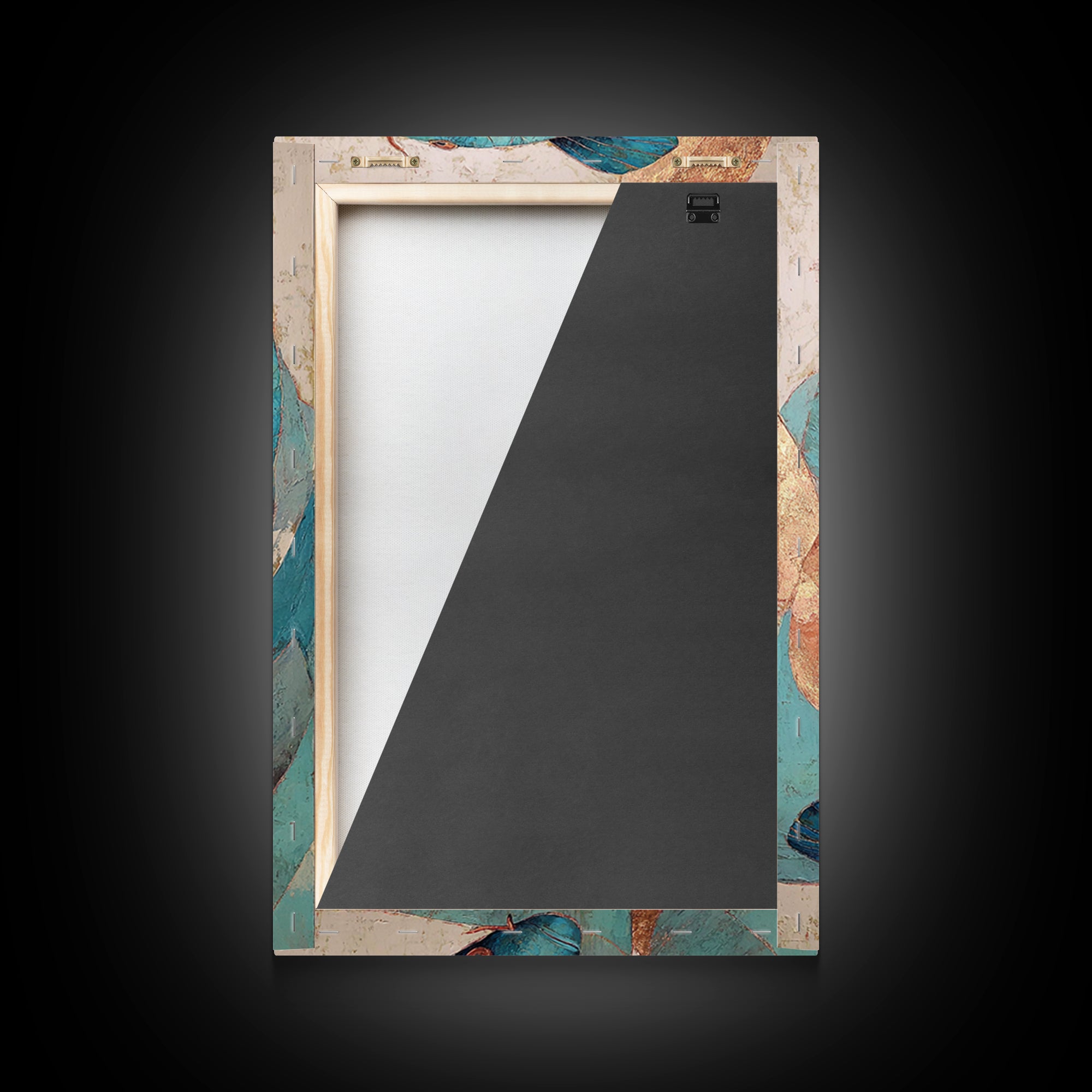 Teal Koi Fish on Tonal Water Framed Canvas Print, Monochrome Art, Wall Art, Living Room Decor, Fine Art, Mono, Abstract Art, MON-2x3-25