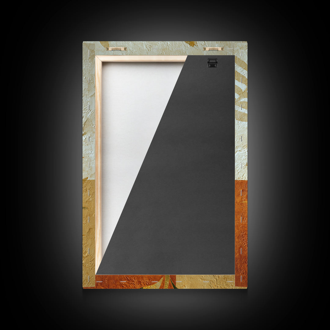Olive Green Abstract Leaf Pattern Framed Canvas Print, Monochrome Art, Bedroom Decor, Living Room Decor, Oil Painting, Mono, MON-2x3-28