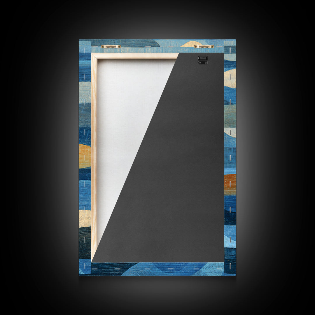 All Blue Ocean Abstraction Framed Canvas Print, Monochrome Art, Mid Century Modern, Living Room Decor, Watercolor Art, Mono, MON-2x3-33