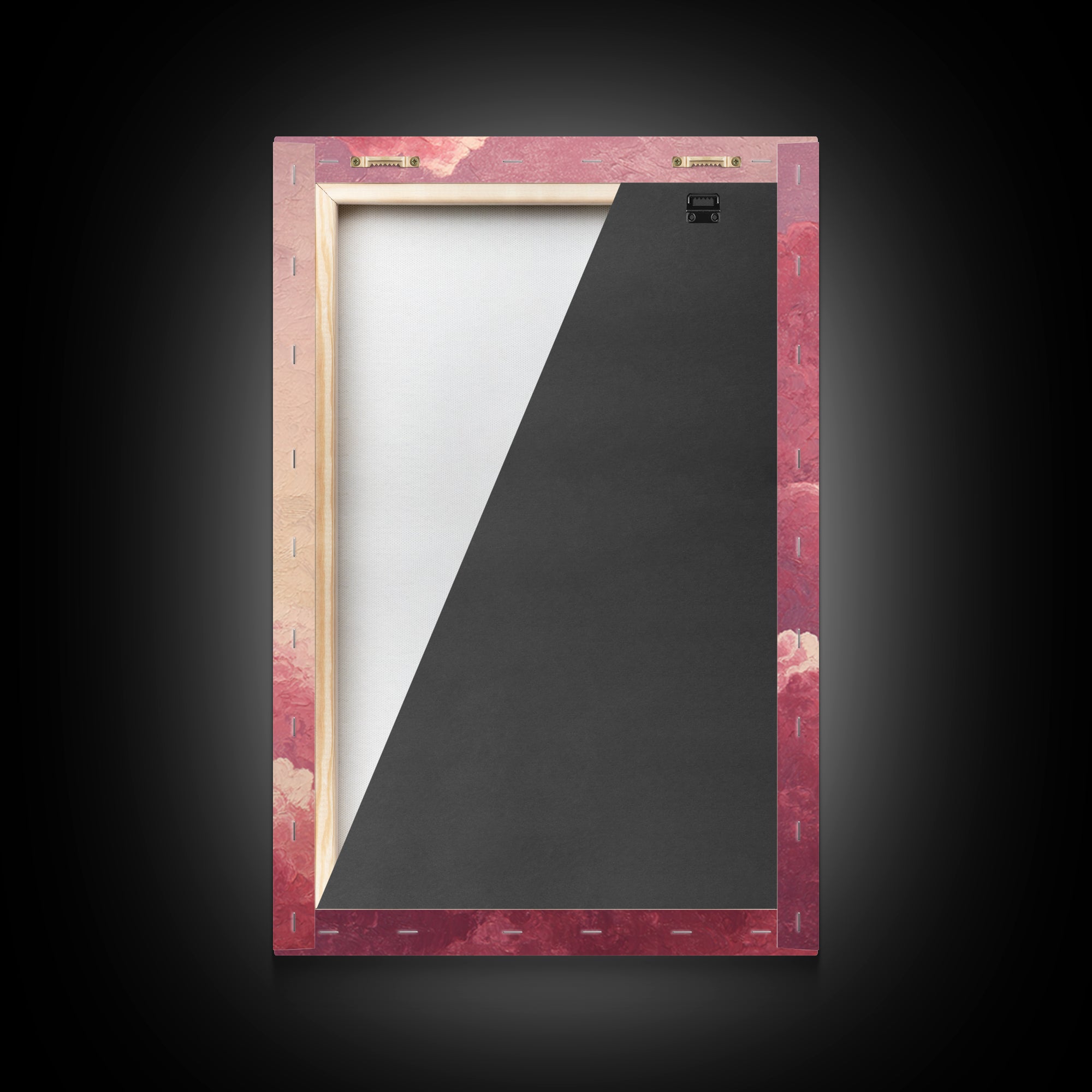All Pink Cloudscape Framed Canvas Print, Monochrome Art, Moody Wall Art, Living Room Decor, Watercolor Art, Mono, MON-2x3-44