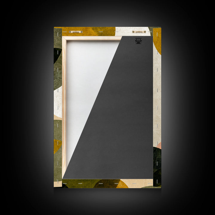 Olive Green Abstract Leaf Pattern Framed Canvas Print, Monochrome Art, Boho Decor, Living Room Decor, Fine Art, Mono, MON-2x3-52