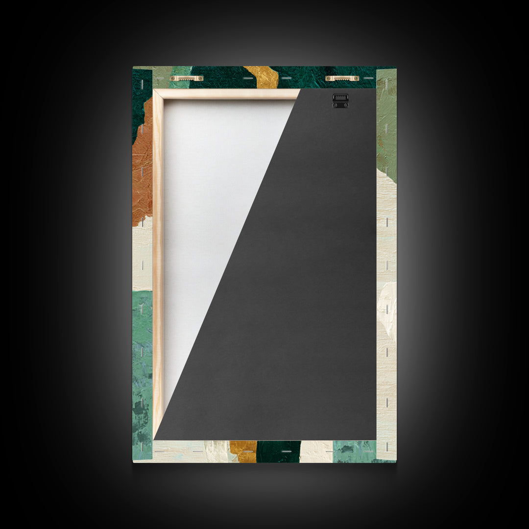 Deep Green Forest Silhouette Study Framed Canvas Print, Monochrome Art, Large Wall Art, Living Room Decor, Fine Art, Mono, MON-2x3-69