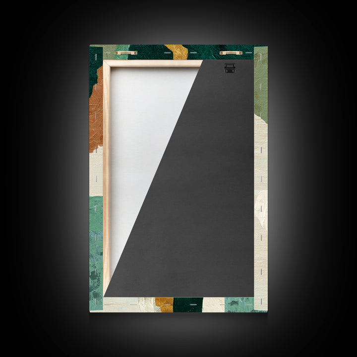 Deep Green Forest Silhouette Study Framed Canvas Print, Monochrome Art, Large Wall Art, Living Room Decor, Fine Art, Mono, MON-2x3-69