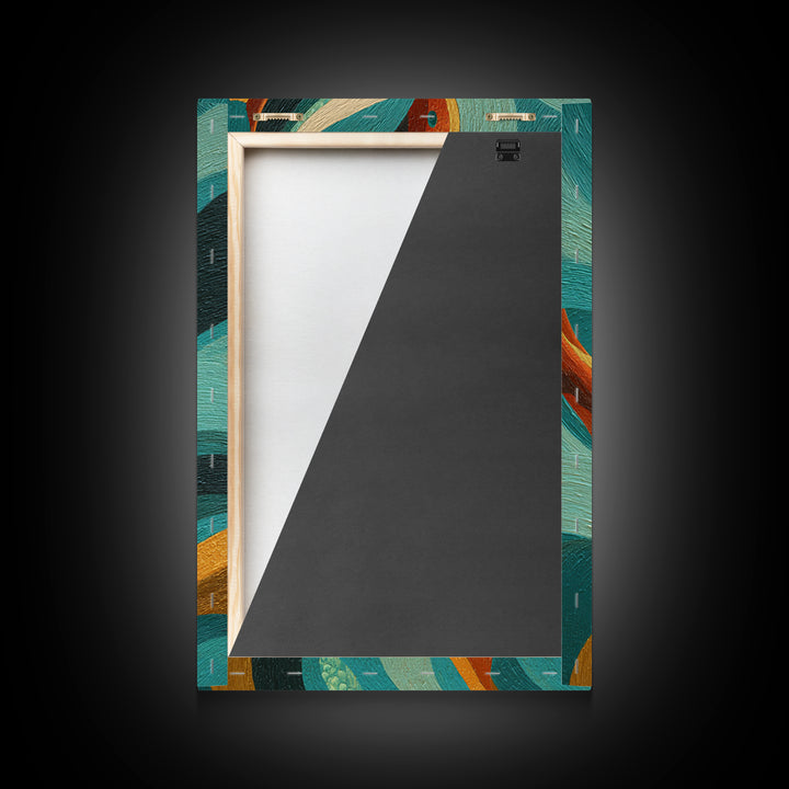 Teal Koi Fish on Tonal Water Framed Canvas Print, Monochrome Art, Original Art, Living Room Decor, Fine Art, Mono, Bird Art, MON-2x3-97