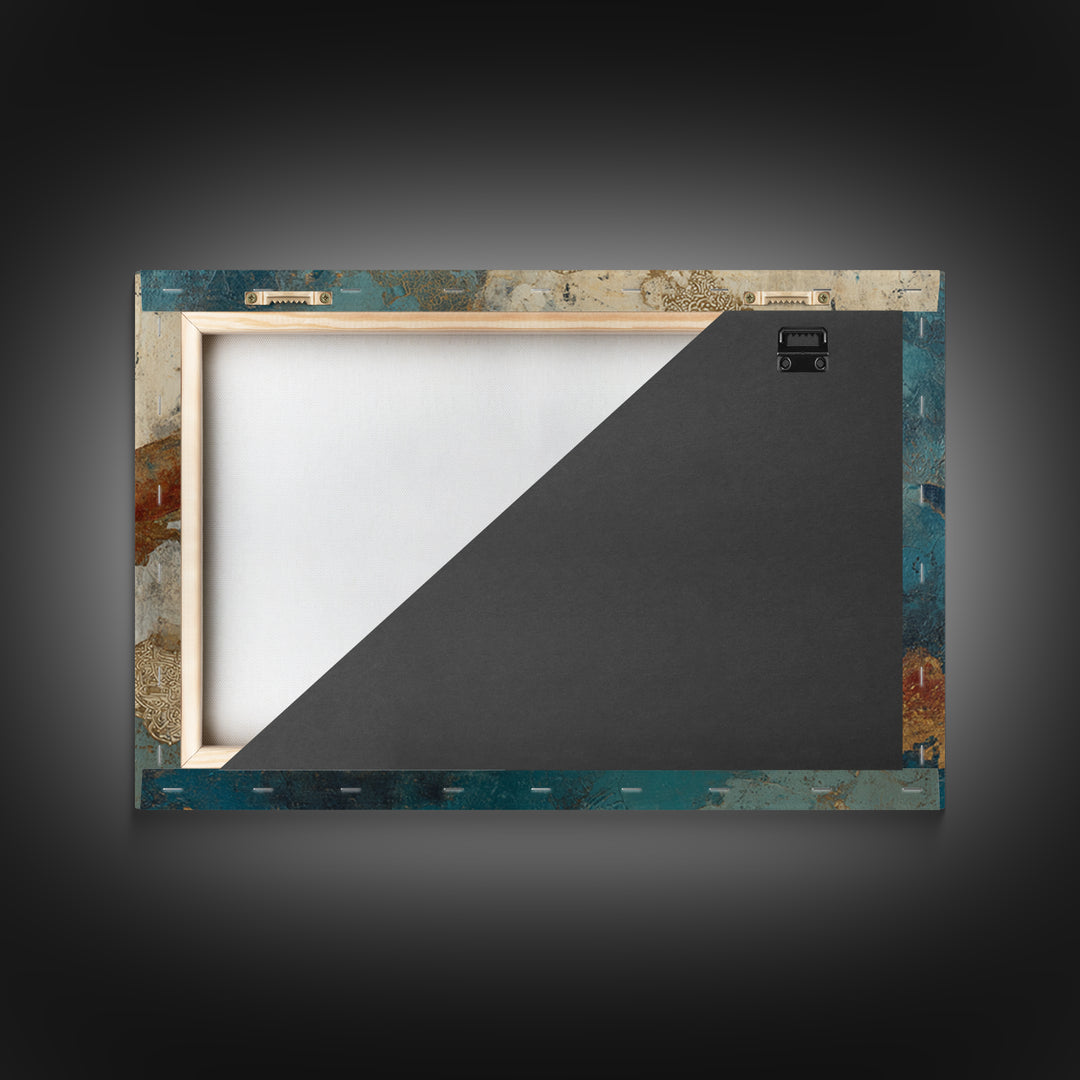 Teal Koi Fish on Tonal Water Framed Canvas Print, Monochrome Art, Modern Wall Art, Living Room Decor, Fine Art, Mono, MON-3x2-69