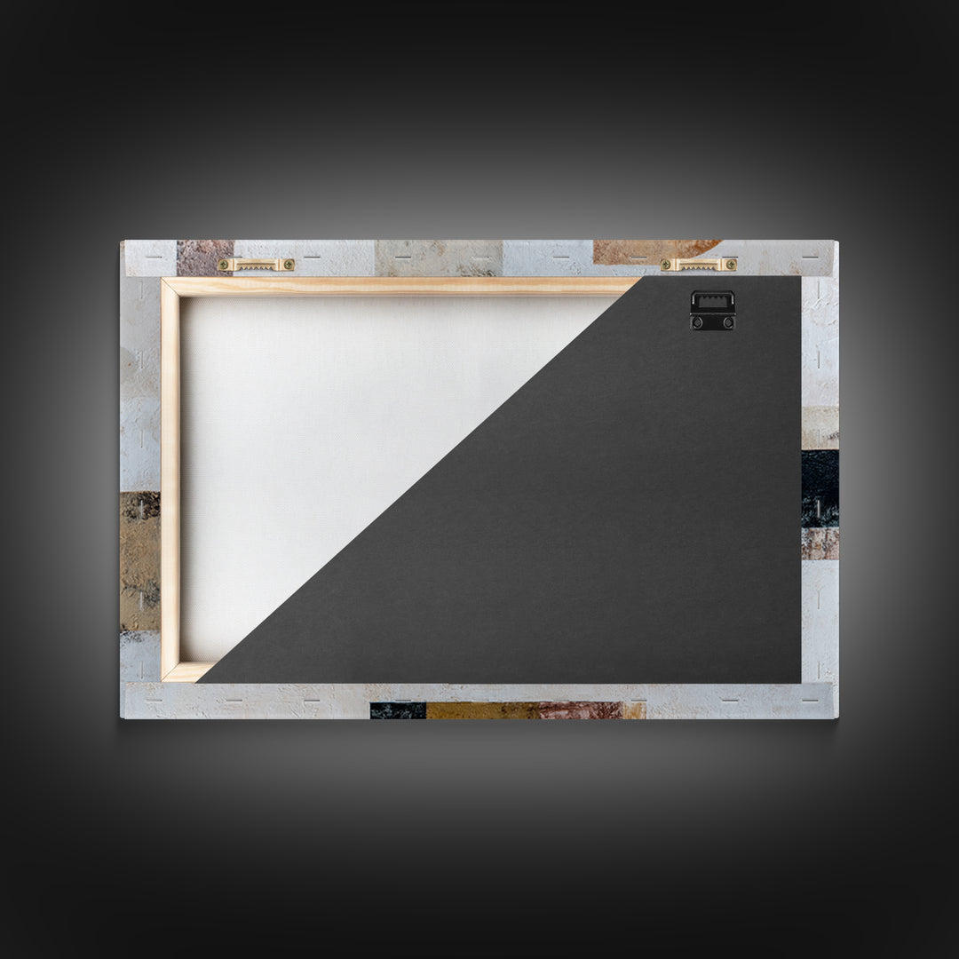 Ivory White Plaster Texture Composition Framed Canvas Print, Monochrome Art, Abstract Painting, Living Room Decor, Mono, MON-3x2-81