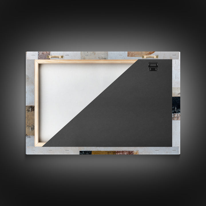 Ivory White Plaster Texture Composition Framed Canvas Print, Monochrome Art, Abstract Painting, Living Room Decor, Mono, MON-3x2-81