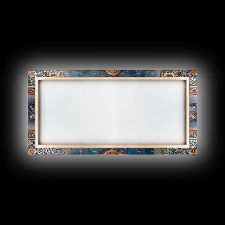 Ornate Zellige Tile Pattern Framed Canvas Print, Moroccan Art, African Art, Living Room Decor, Marrakesh, Neutral Decor, MOR-2x1-45