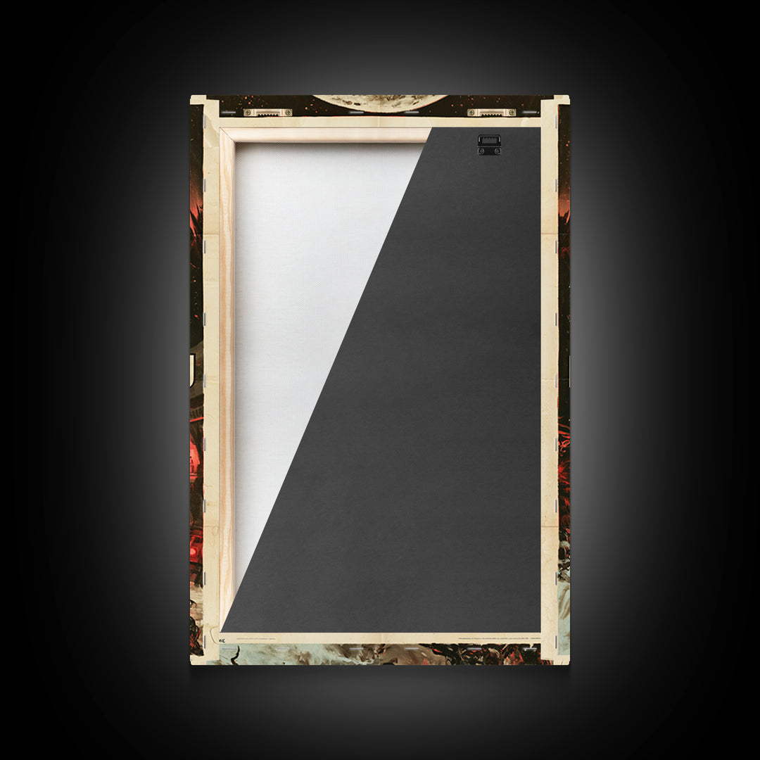 The Ship Buried Under The Ice Moon, English Language Horror Movie Poster, 1950s Creature-Feature One-Sheet Inspired Art, Framed Canvas Print