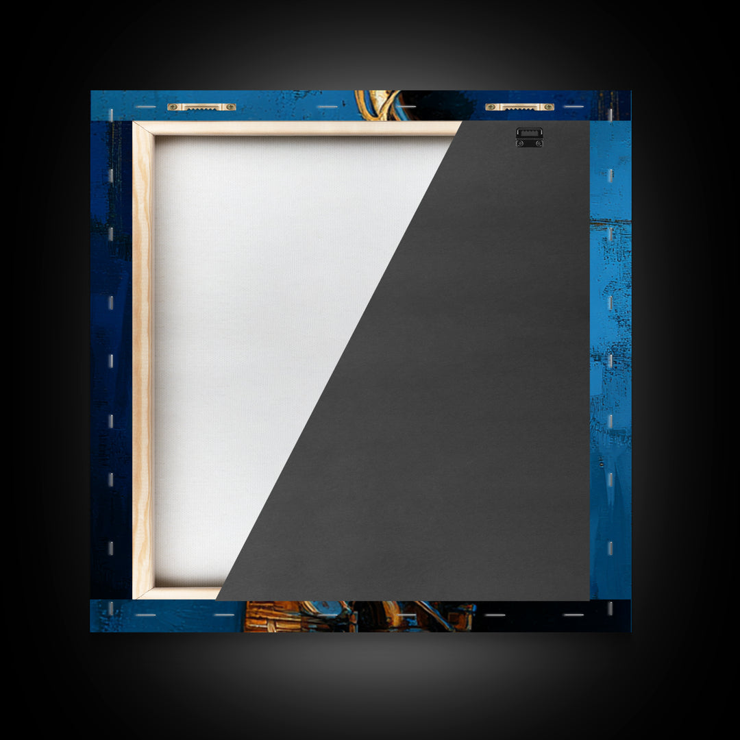 Jazz Saxophone with Smoky Blue Background Framed Canvas Print, Music Studio Art, Watercolor Print, Studio Decor, Rhythm, MSA-1x1-2