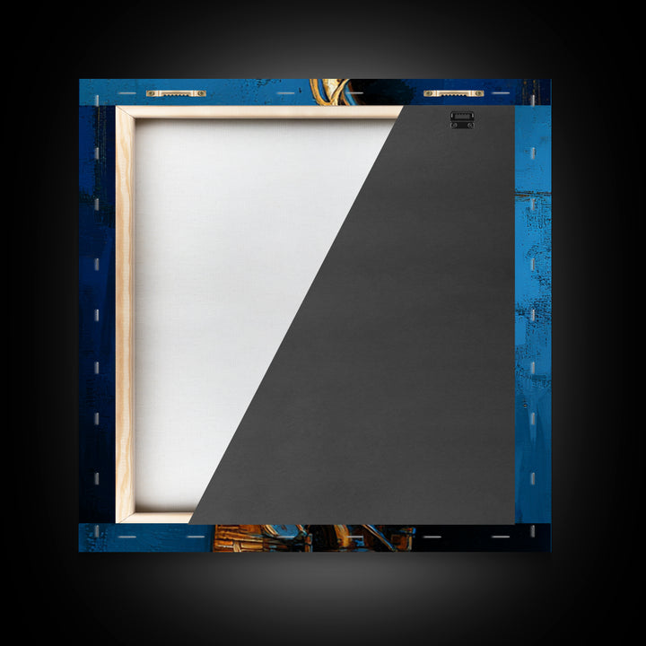 Jazz Saxophone with Smoky Blue Background Framed Canvas Print, Music Studio Art, Watercolor Print, Studio Decor, Rhythm, MSA-1x1-2