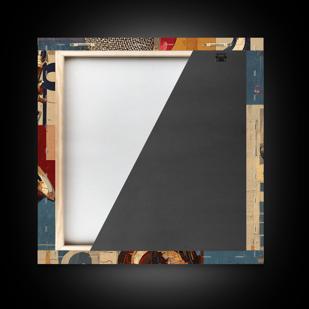 Abstract Rhythm Lines Like Painted Music Framed Canvas Print, Music Studio Art, Wall Art Printable, Studio Decor, Rhythm, MSA-1x1-47