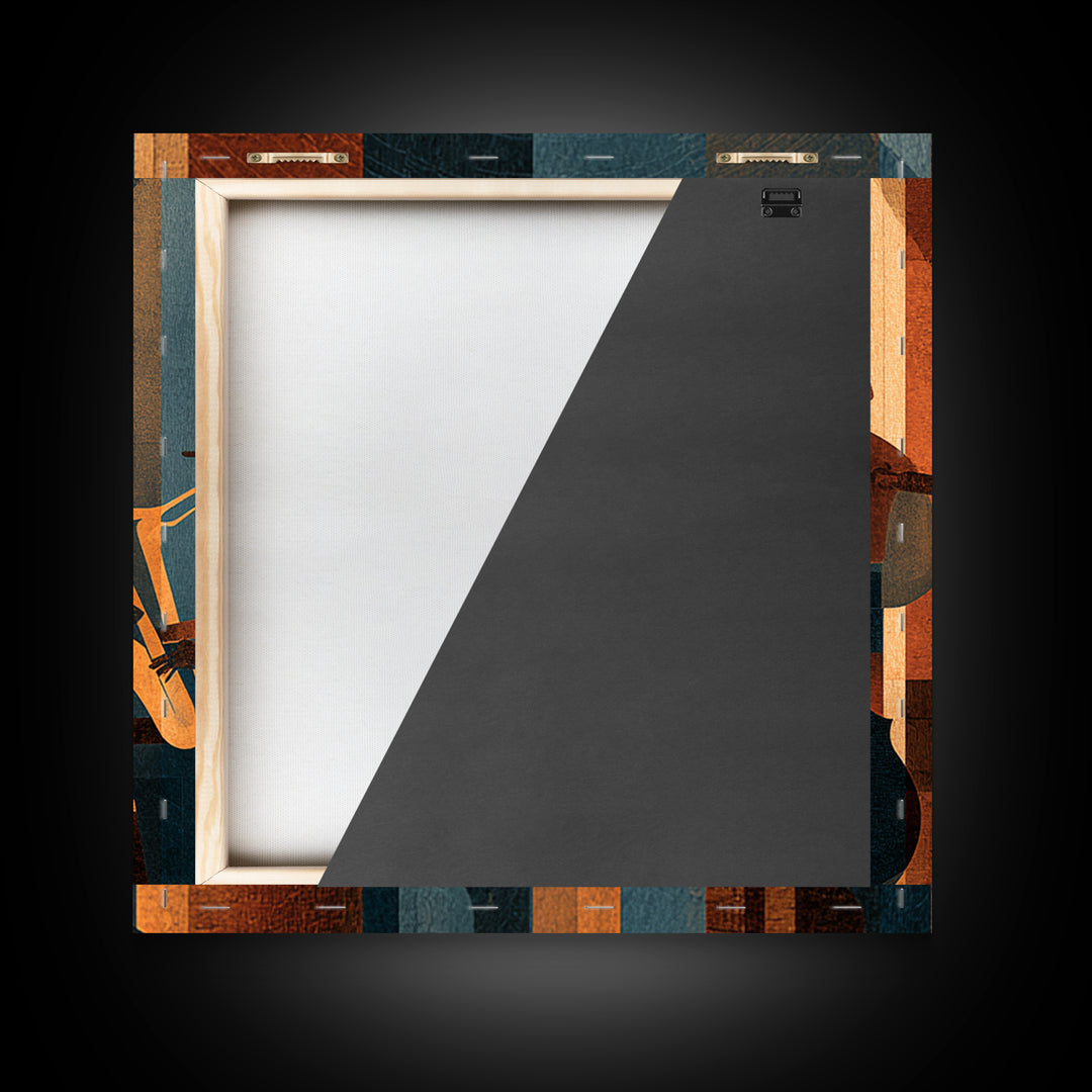Jazz Quartet Silhouettes Framed Canvas Print, Music Studio Art, Travel Wall Art, Studio Decor, Fine Art, Rhythm, Boho Decor, MSA-1x1-70