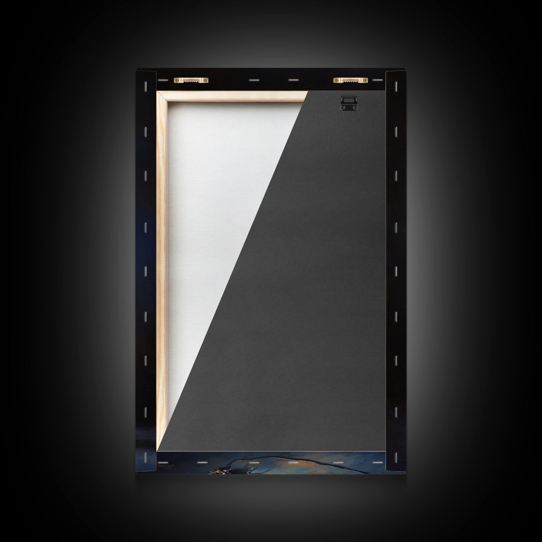 Cello Leaning Against Dark Velvet Backdrop Framed Canvas Print, Music Studio Art, Studio Decor, Abstract Art, Rhythm, MSA-2x3-41