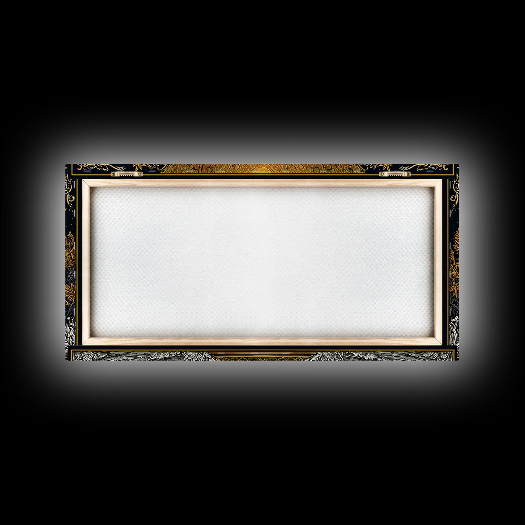 Golden Ornate Chalice, Gold Canvas Art, Real Wood Frame, Mythology Inspired Wall Decor, Classical Celebration Scene
