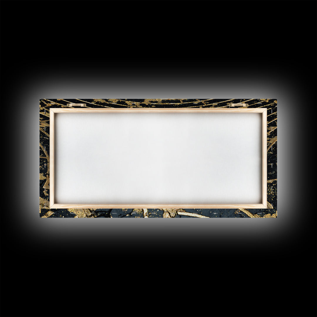 Minotaur In Labyrinth, Gold Canvas Print, Real Wood Frame, Mythology Inspired Wall Art, Ancient Maze Artwork