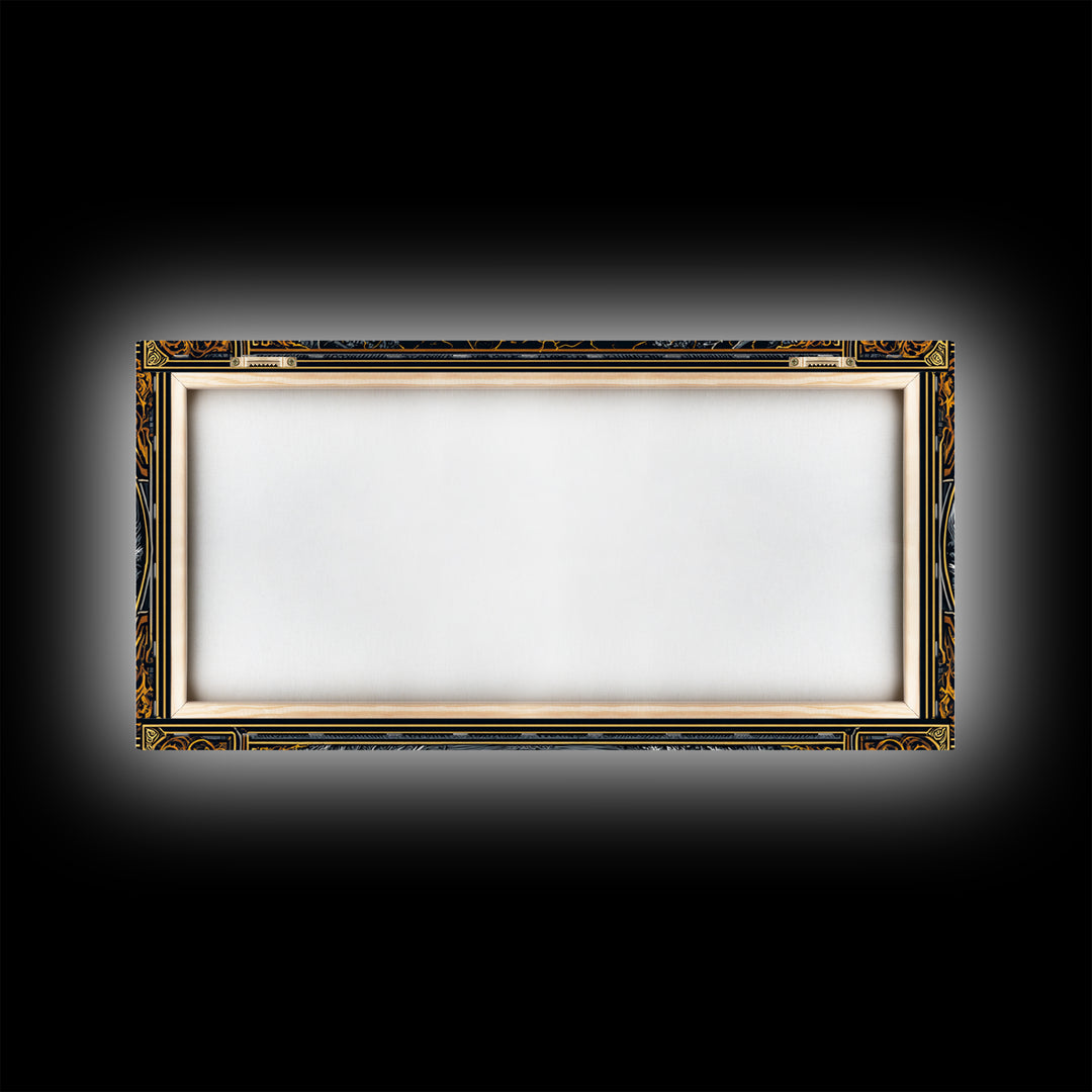 Golden Leaf In Ornate Frame, Gold Canvas Print, Real Wood Frame, Botanical Wall Art, Nature Inspired Decor