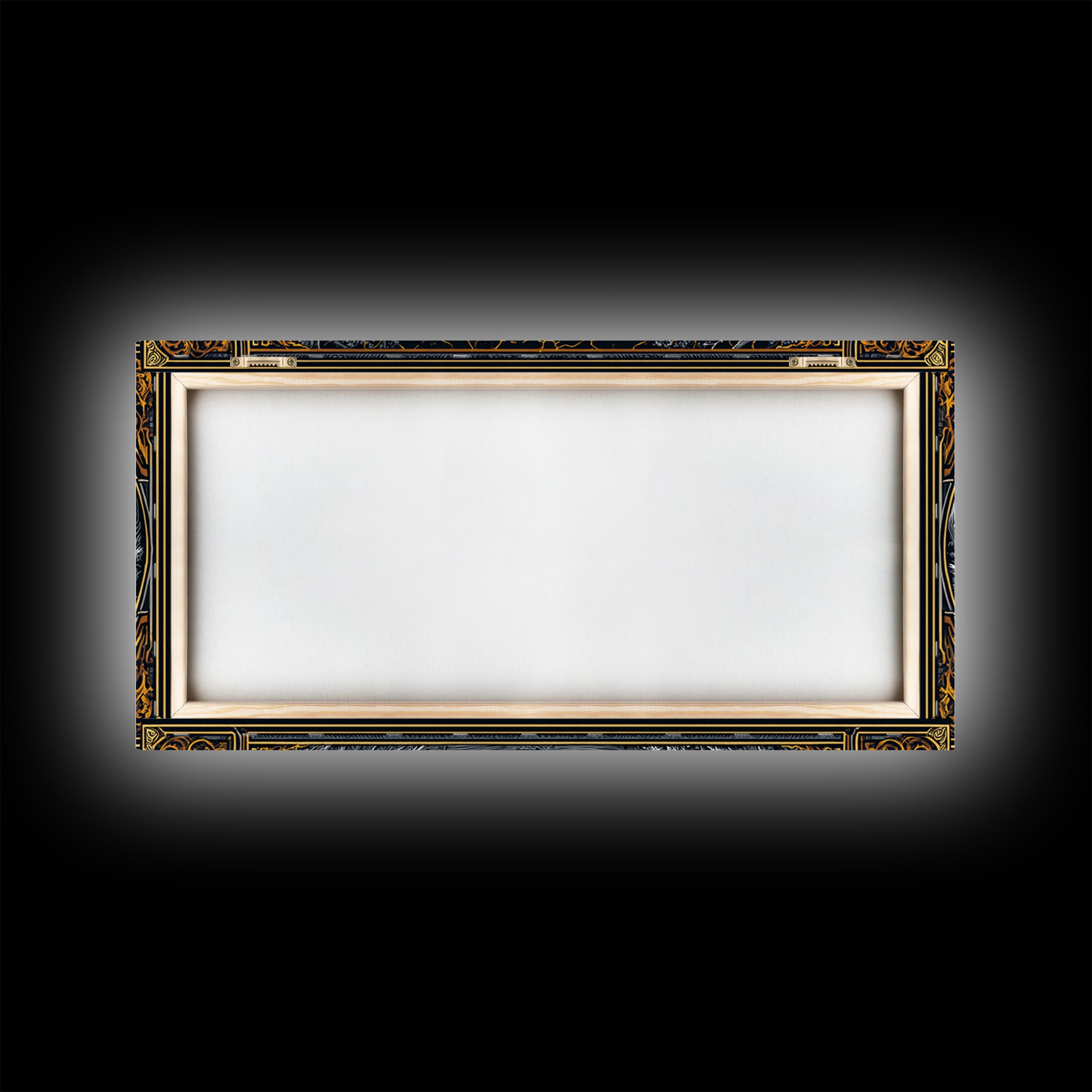 Golden Leaf In Ornate Frame, Gold Canvas Print, Real Wood Frame, Botanical Wall Art, Nature Inspired Decor