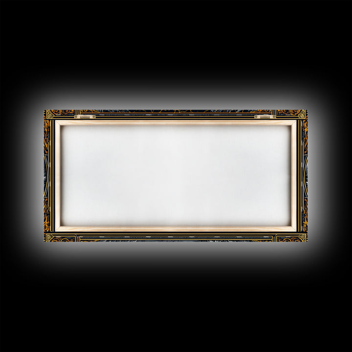 Golden Leaf In Ornate Frame, Gold Canvas Print, Real Wood Frame, Botanical Wall Art, Nature Inspired Decor
