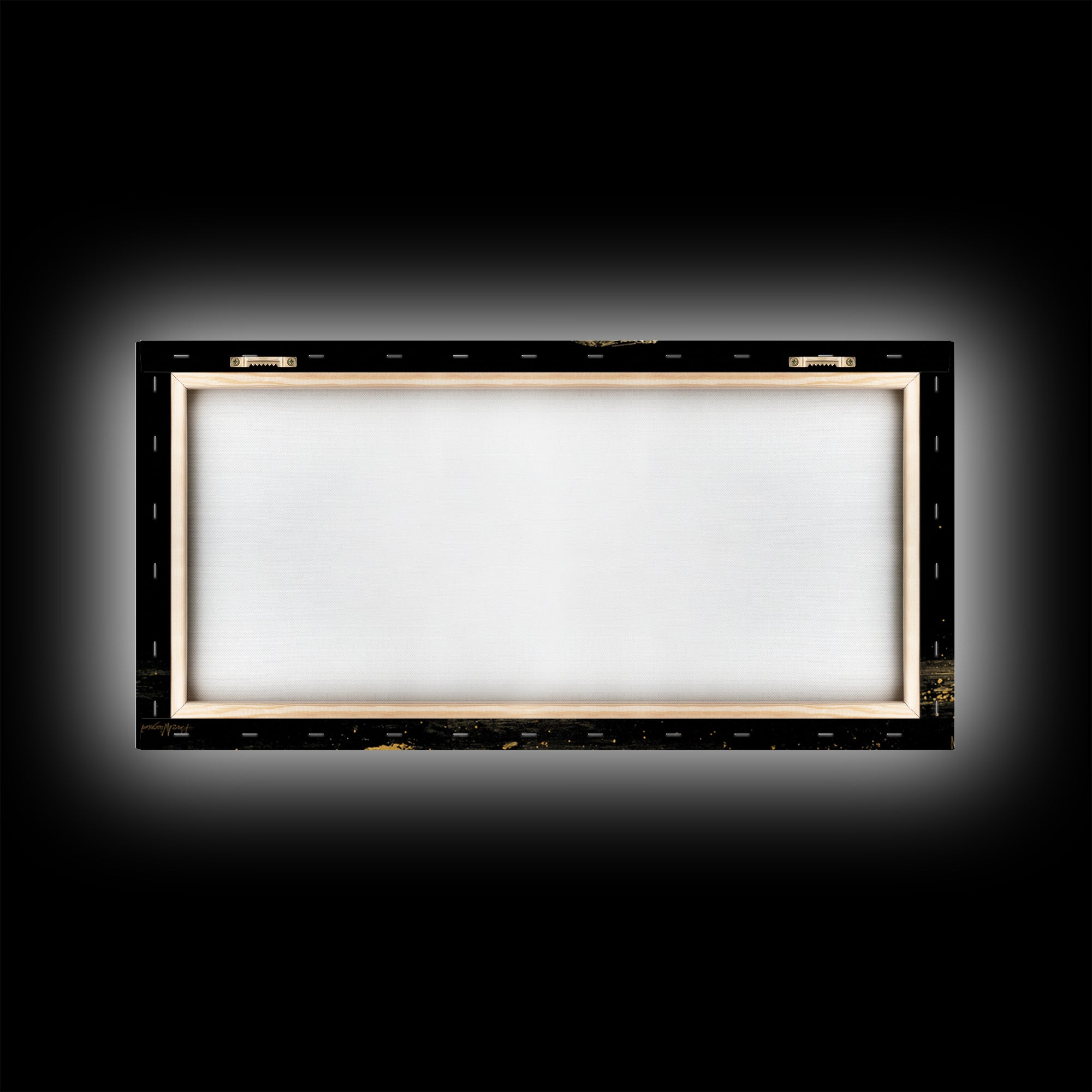 Golden Theatrical Mask, Gold Canvas Print, Real Wood Frame, Dramatic Abstract Artwork, Expressive Wall Art