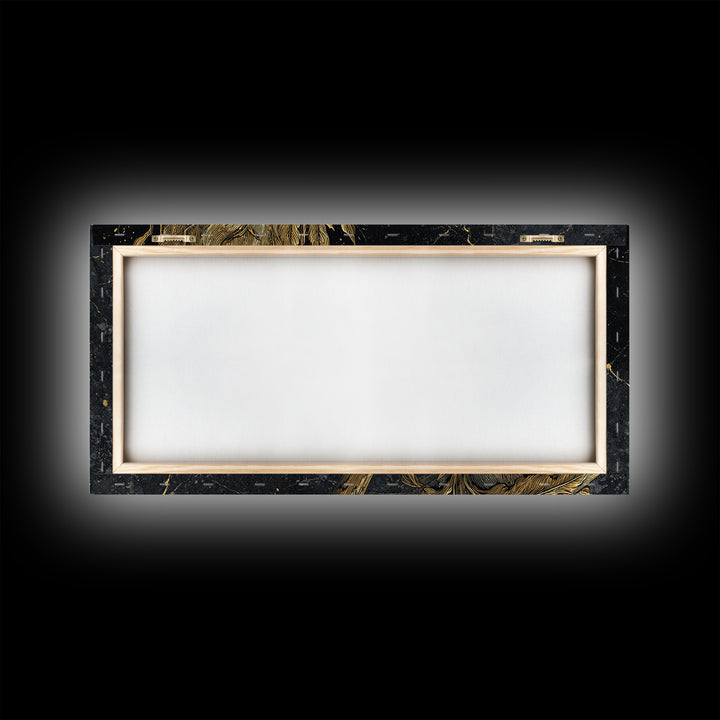 Gold Torch of Triumph Print, Detailed Hand and Flame, Wood Framed Map Wall Décor for Victory and Inspiration Themes