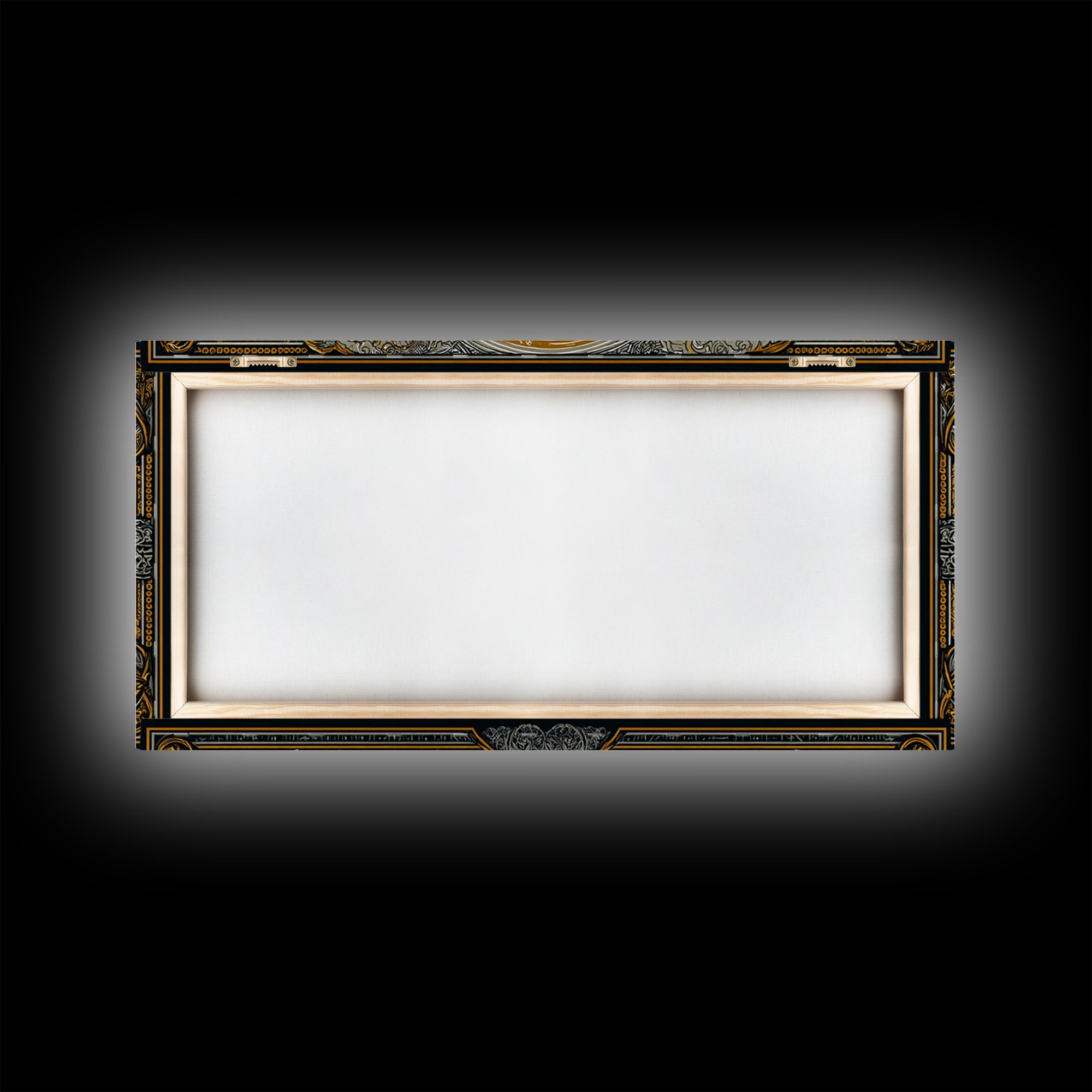 Golden Bull In Ornate Frame, Gold Canvas Art, Real Wood Frame, Symbolic Animal Wall Decor, Strength And Power