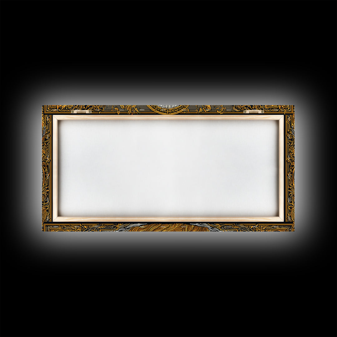 Erebus Gold Canvas Print, Mythical God Artwork, Ancient Greek Wall Art, Real Wood Frame, Luxury Canvas Home Decor, Gothic Style