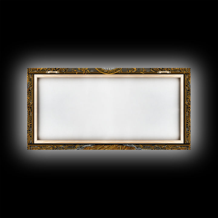 Erebus Gold Canvas Print, Mythical God Artwork, Ancient Greek Wall Art, Real Wood Frame, Luxury Canvas Home Decor, Gothic Style