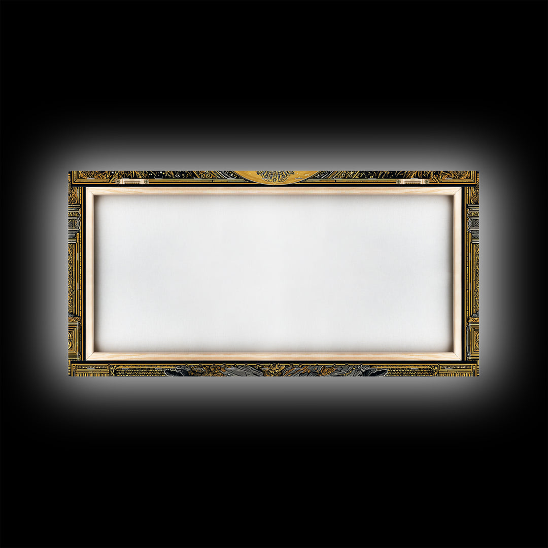 Hades Gold Canvas Print, Greek God Of Underworld Wall Art, Cerberus Mythology Decor, Real Wood Frame, Luxury Canvas Wall Hanging