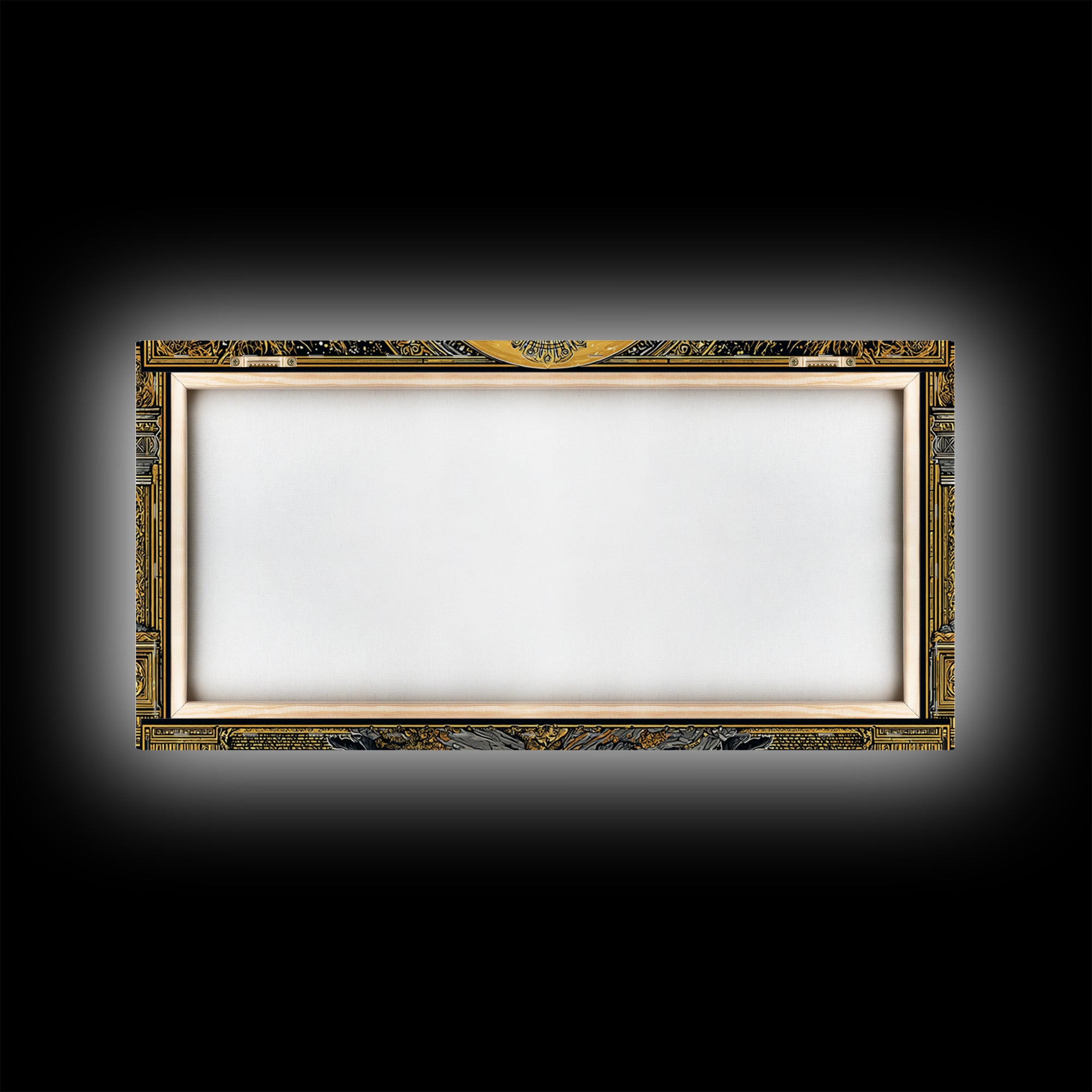 Hades Gold Canvas Print, Greek God Of Underworld Wall Art, Cerberus Mythology Decor, Real Wood Frame, Luxury Canvas Wall Hanging