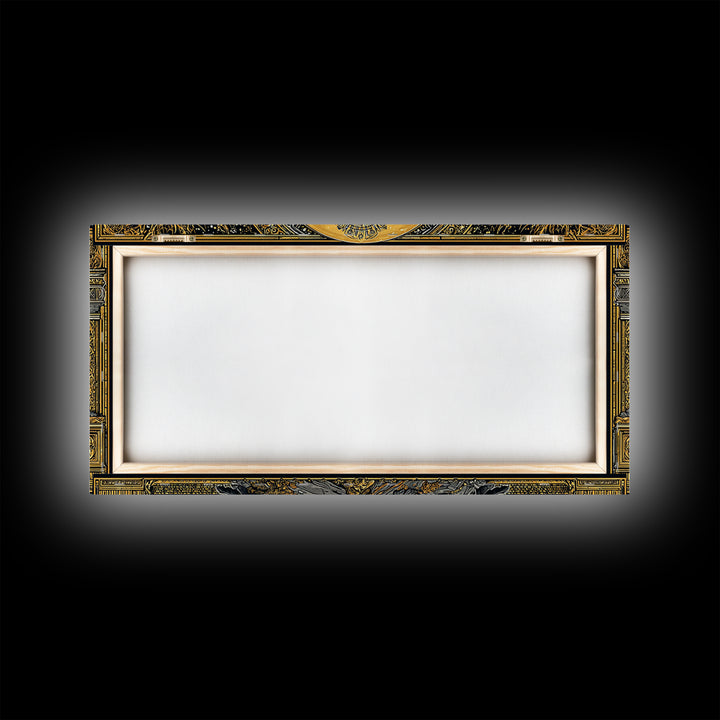 Hades Gold Canvas Print, Greek God Of Underworld Wall Art, Cerberus Mythology Decor, Real Wood Frame, Luxury Canvas Wall Hanging