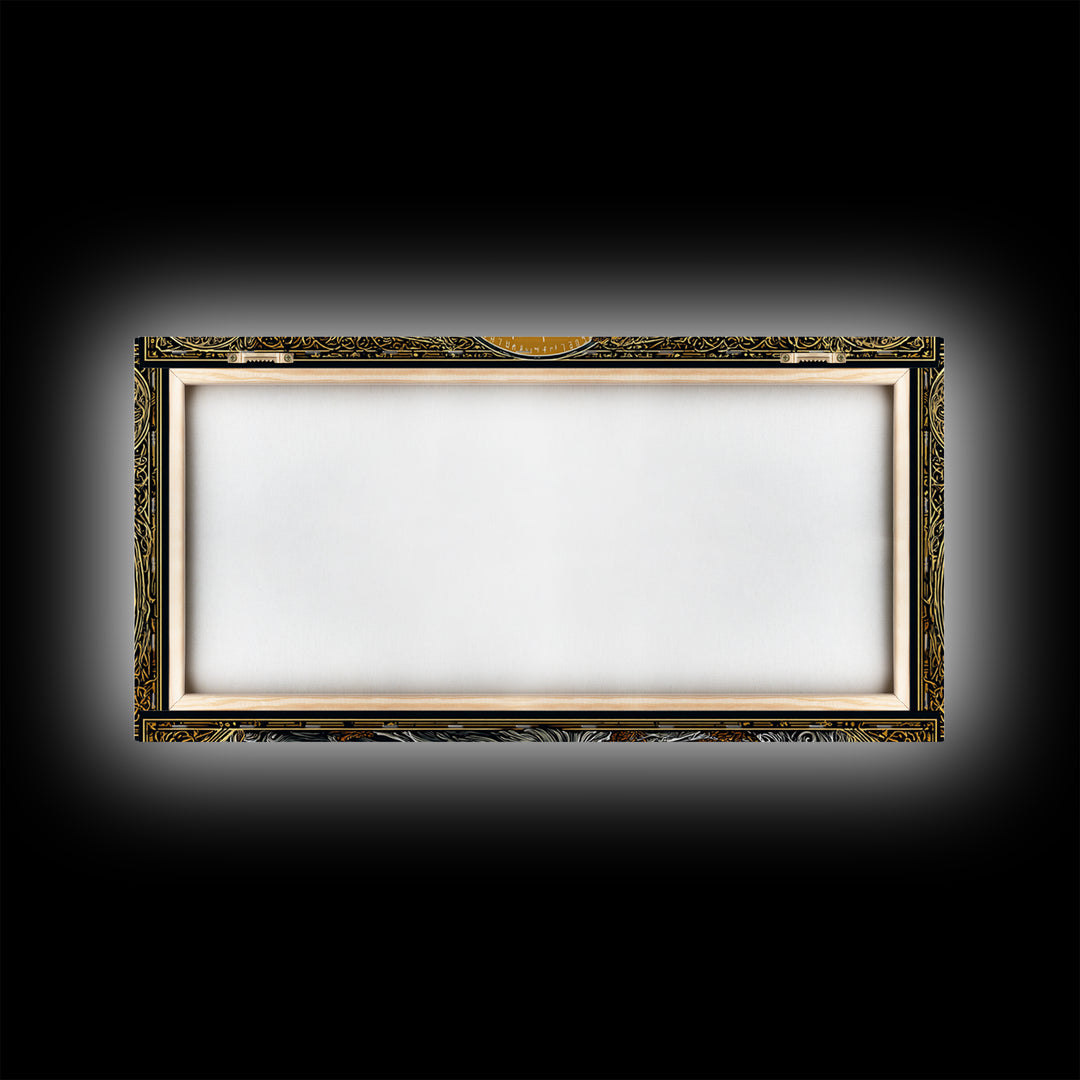Orpheus Gold Canvas Art, Greek God Wall Decor, Luxury Mythology Wall Hanging, Real Wood Frame Print, Elegant Lyre Musician Wall Art