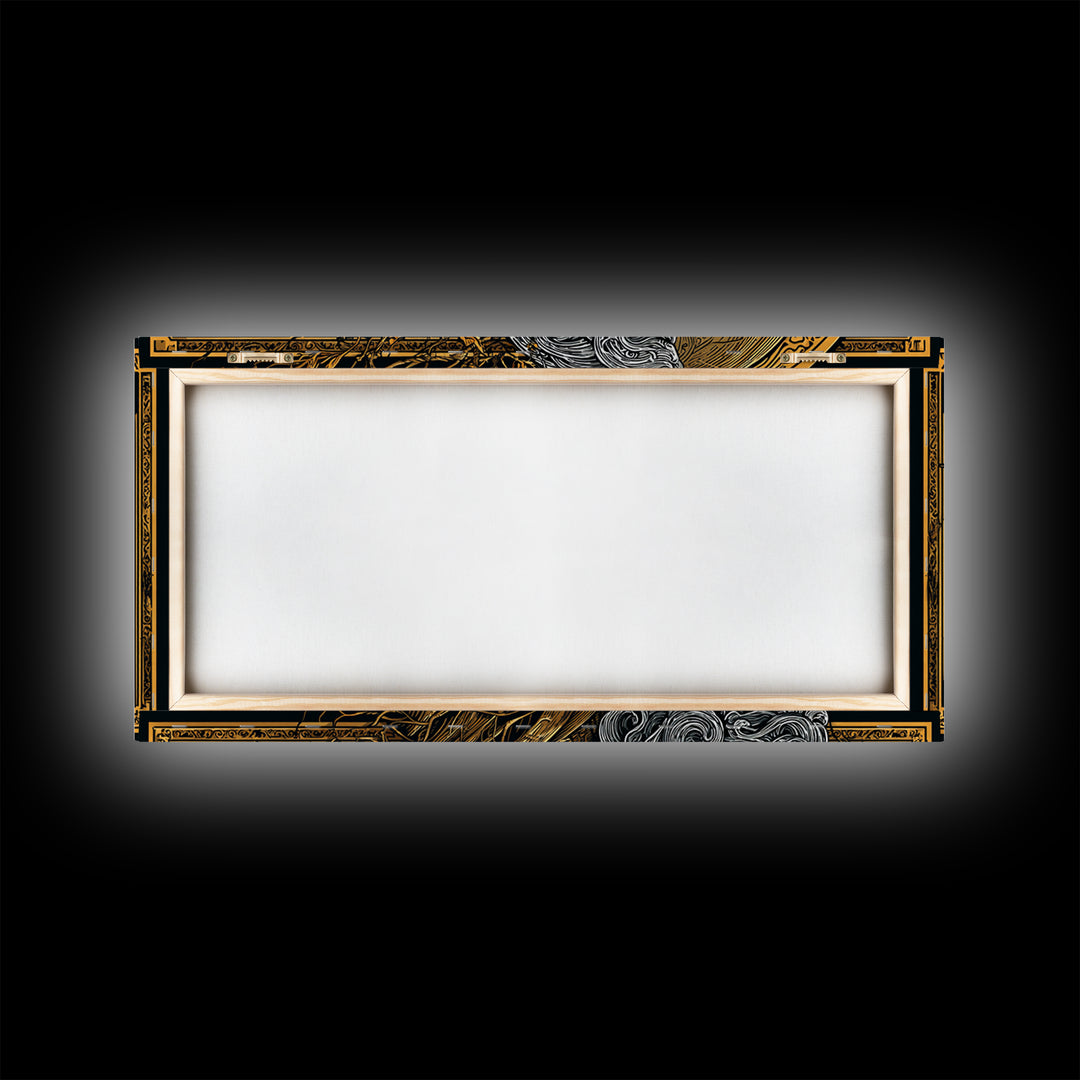 Socrates Gold Canvas Print, Real Wood Framed Greek Philosophy Wall Art, Luxury Mythology Inspired Canvas Artwork