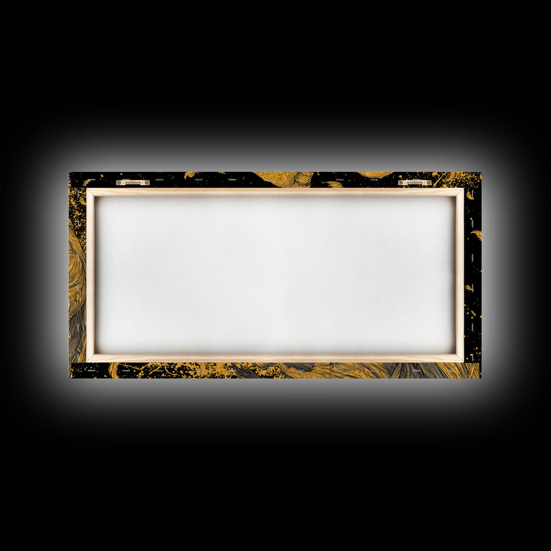 Thanatos Gold Canvas Print, Real Wood Framed Greek Myth Wall Decor, Death Scythe Dark Art Luxury Canvas Wall Artwork