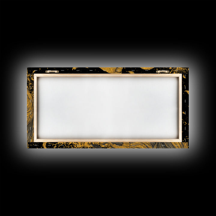 Thanatos Gold Canvas Print, Real Wood Framed Greek Myth Wall Decor, Death Scythe Dark Art Luxury Canvas Wall Artwork