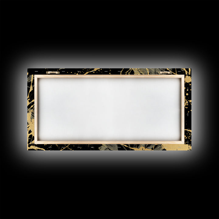 Zeus Gold Canvas Print, Real Wood Framed Greek Myth Wall Art, Lightning And Storm Luxury Decorative Canvas Artwork