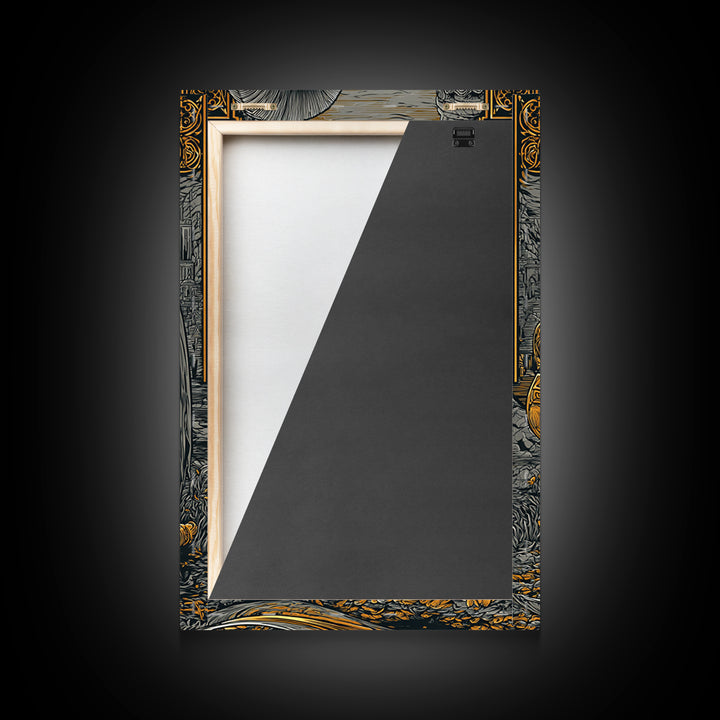 Kneeling Spartan Warrior Canvas Gold Canvas Print – Ancient Greek Hoplite Wall Art with Real Wood Frame