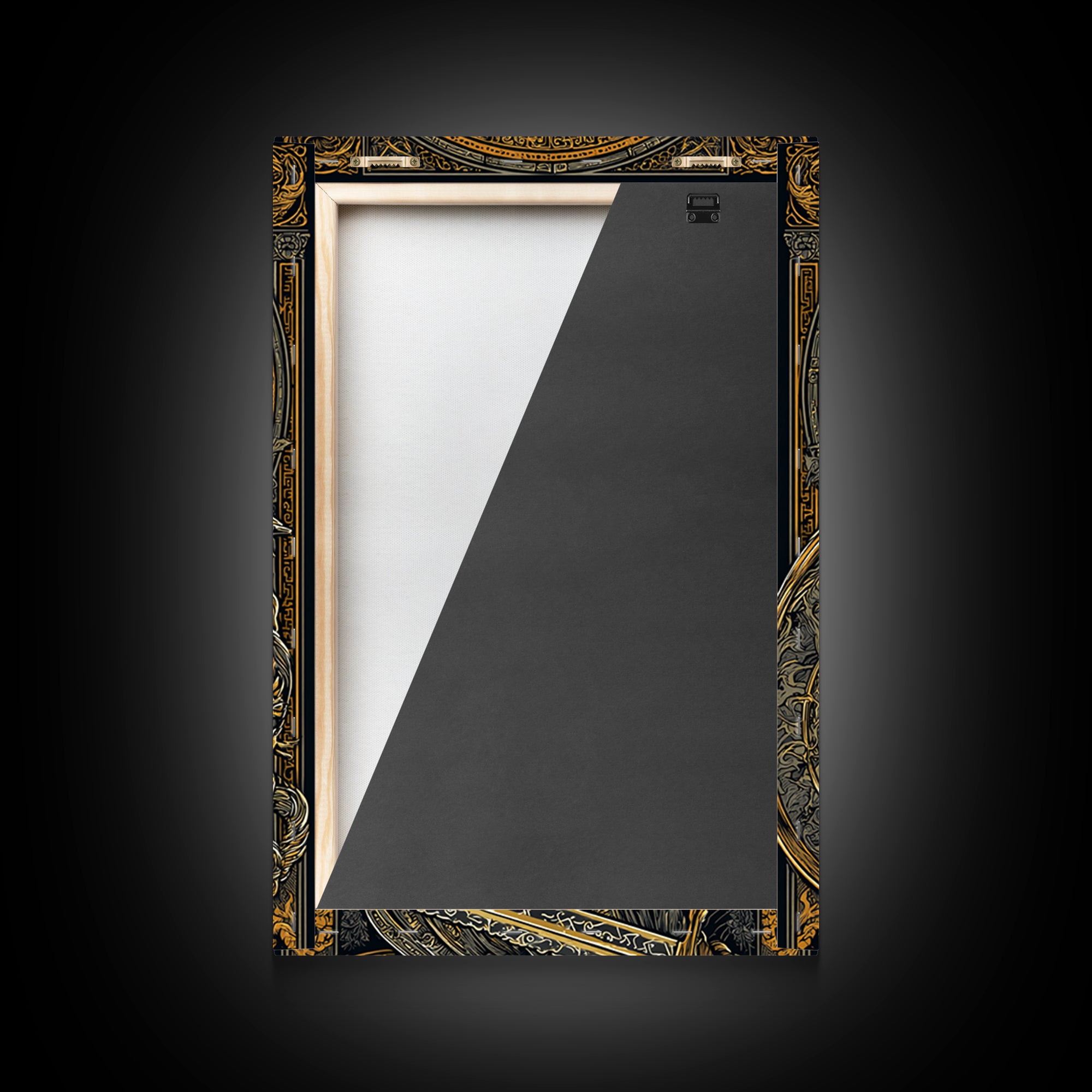 Charging Spartan Warrior Canvas Gold Canvas Print – Ancient Greek Hoplite Wall Art with Real Wood Frame