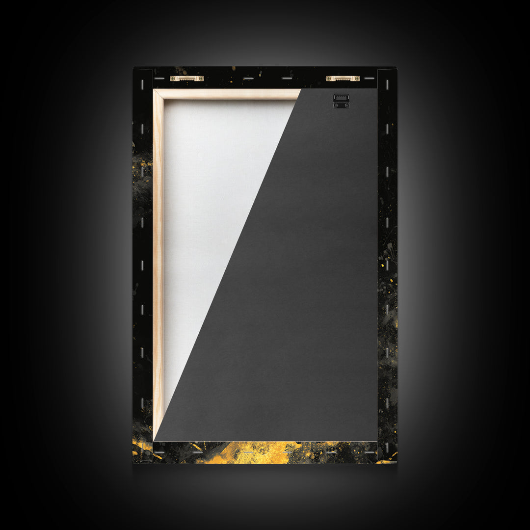 Warriors on Golden Path Canvas Gold Art – Surreal Spiral Battle Scene, Real Wood Frame Mythology Inspired Wall Décor